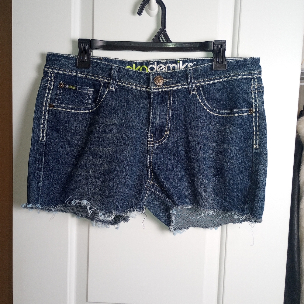 Akademiks Blue Jean Shorts with Frayed Hem